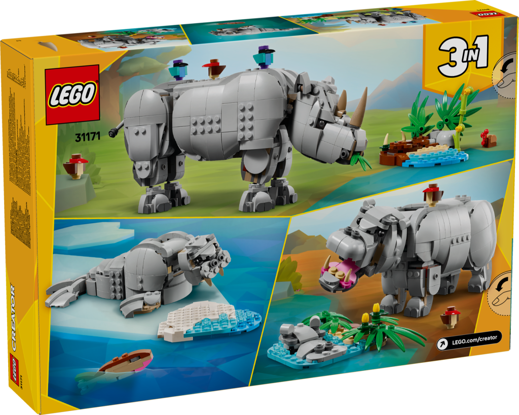 LEGO Creator 3 in 1 31171 Wild Animals Majestic Rhino with Birds 5 1024x818